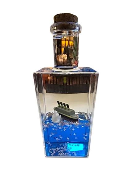 Batmayan Gemi Dikdörtgen Şişe Masa Üstü Dekorasyon (Titanik Temalı)