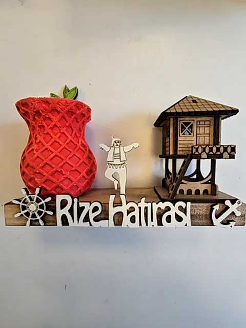 Serender ve Çay Bardağı Temalı Rize Hatırası Masa Süsü