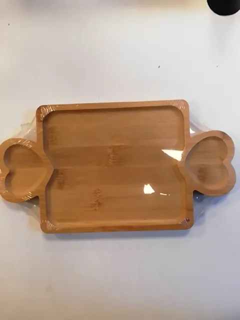 Ahşap Kalp Desenli Kahve Tepsisi